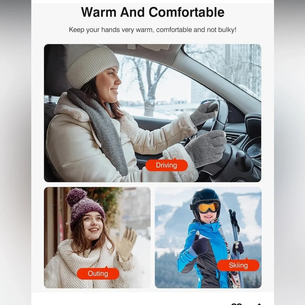 🆕 4 Pairs Winter Gloves for Women Warm Fleece Winter Touchscreen Texting Gloves